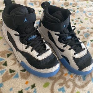 Black and blue Jordans